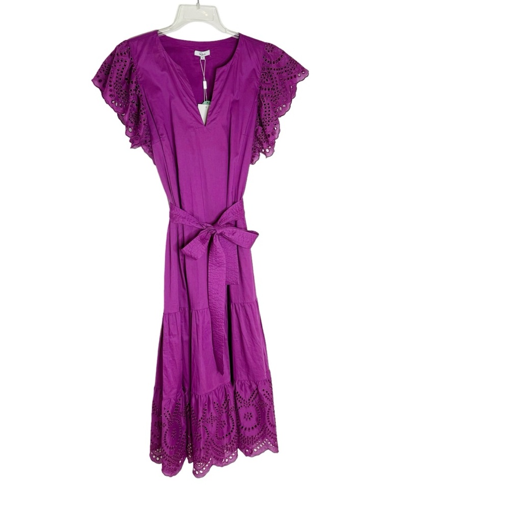 Rails Gia Eyelet Embroidered Cotton Midi Dress in Berry Size M NWT - Picture 12 of 13
